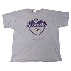 Vtg Nike Baltimore Ravens 2001‎ AFC Champions Super Bowl XXXV Grey XL T-Shirt